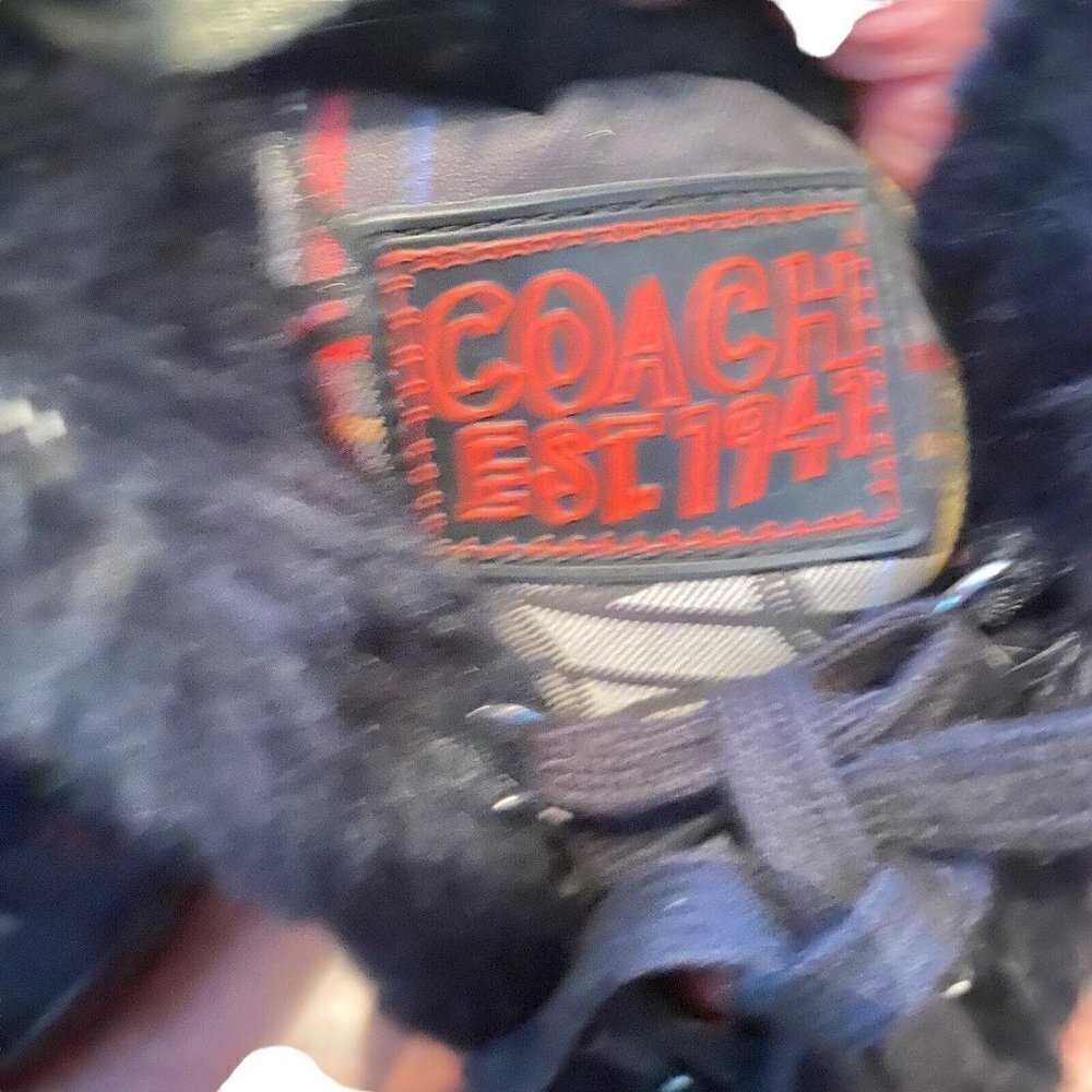 Coach Jennie Signature Rabbit Fur Black &‎ Red Plaid Boots RARE! Size 7 - Picture 3 of 6